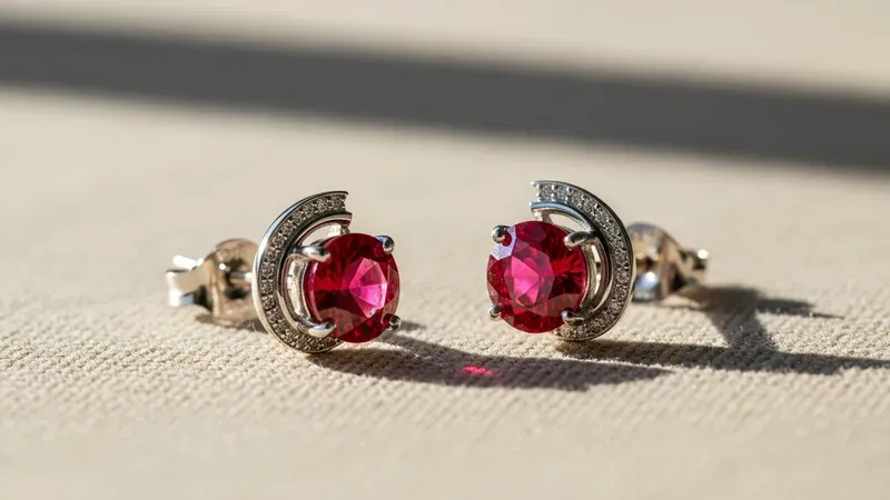 Boucles d'oreilles rubis or 18 carats de qualité