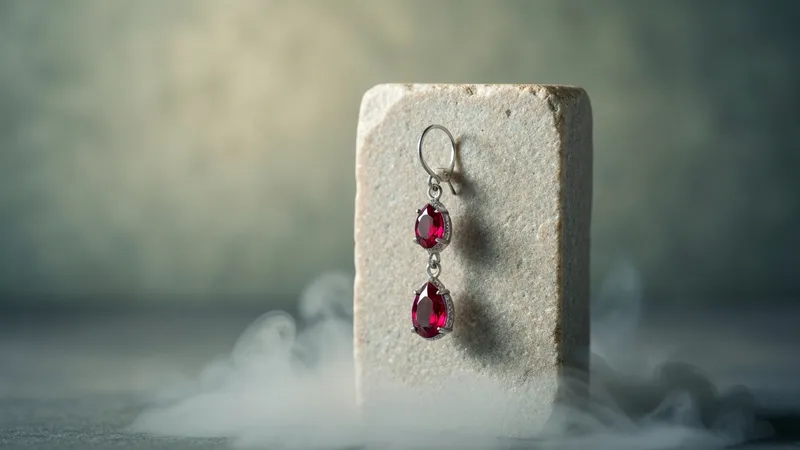 Boucles d'oreilles rubis or blanc scintillantes